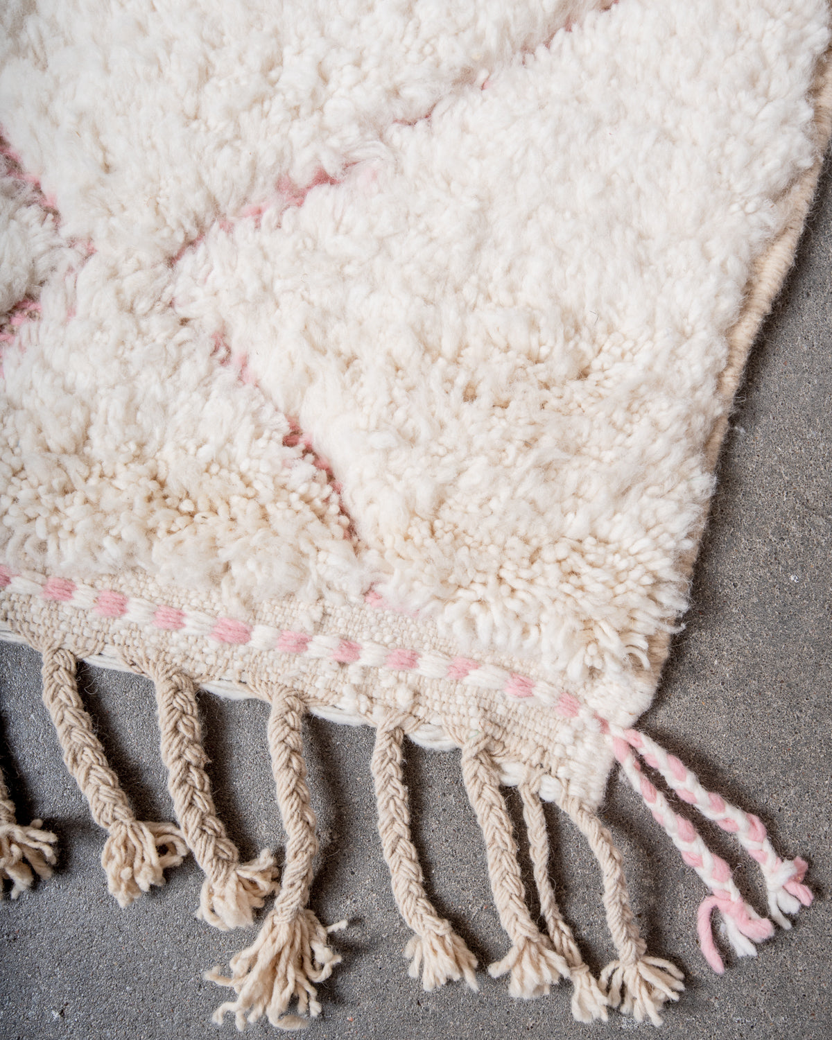 Modern, designer, handcrafted Berber rug from Morocco. Beniourain carpet with beautiful colours and patterns and fluffy wool texture.